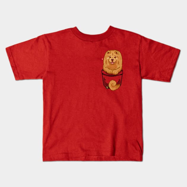 Pocket Cute Chow Chow Dog Kids T-Shirt by TechraPockets